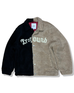 Profound Aesthetic Color Blocked Shearling Jacket Black/Cream
